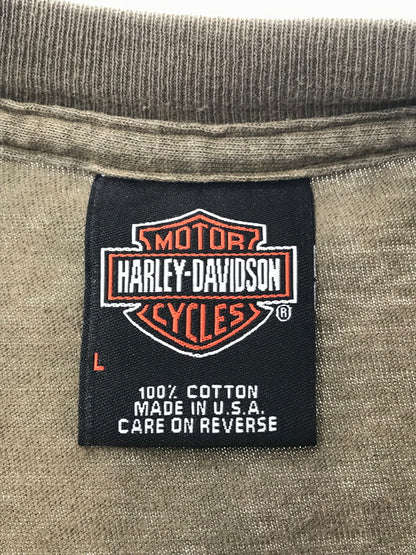 【中古品】【メンズ】 HARLEY DAVIDSON ハーレー ダビッドソン 00's NORTH TEXAS TEE ノース テキサス Tシャツ トップス 146-260510-rt-14-tag サイズ：L カラー：カーキ 万代Net店