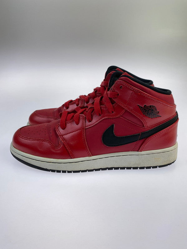 【中古品】【メンズ】 NIKE ナイキ AIR JORDAN 1 MID GYM RED BLACK PATENT 554725-602 エアジョーダン1 ミッド ジム レッド ブラック パテント スニーカー 靴 160-250519-em-15-min サイズ：25cm カラー：ジムレッド/ブラック-ホワイト 万代Net店
