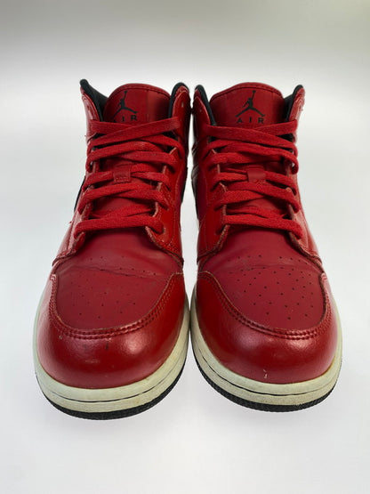 【中古品】【メンズ】 NIKE ナイキ AIR JORDAN 1 MID GYM RED BLACK PATENT 554725-602 エアジョーダン1 ミッド ジム レッド ブラック パテント スニーカー 靴 160-250519-em-15-min サイズ：25cm カラー：ジムレッド/ブラック-ホワイト 万代Net店