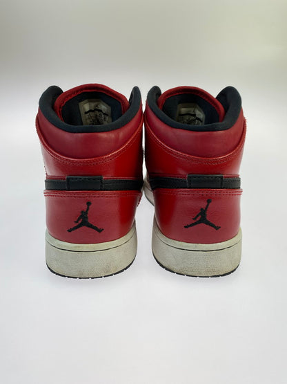 【中古品】【メンズ】 NIKE ナイキ AIR JORDAN 1 MID GYM RED BLACK PATENT 554725-602 エアジョーダン1 ミッド ジム レッド ブラック パテント スニーカー 靴 160-250519-em-15-min サイズ：25cm カラー：ジムレッド/ブラック-ホワイト 万代Net店