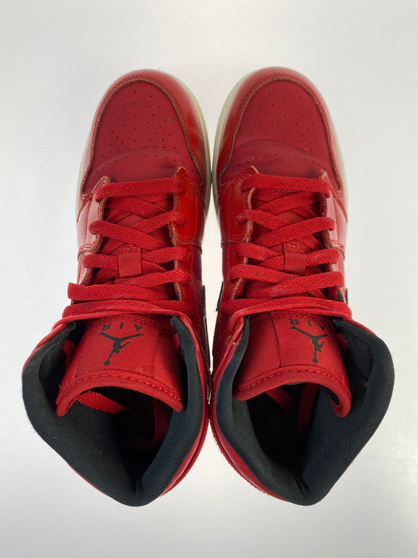 【中古品】【メンズ】 NIKE ナイキ AIR JORDAN 1 MID GYM RED BLACK PATENT 554725-602 エアジョーダン1 ミッド ジム レッド ブラック パテント スニーカー 靴 160-250519-em-15-min サイズ：25cm カラー：ジムレッド/ブラック-ホワイト 万代Net店