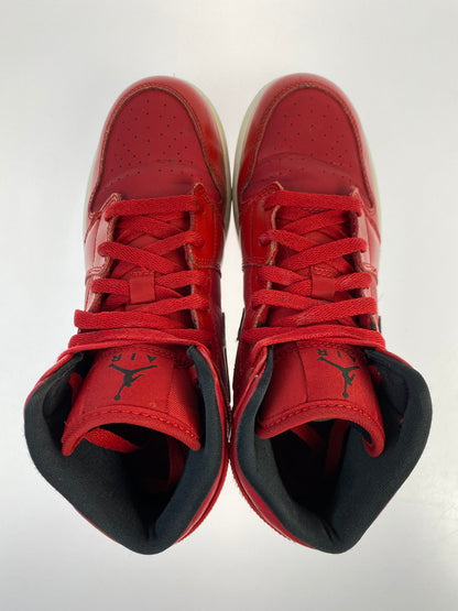 【中古品】【メンズ】 NIKE ナイキ AIR JORDAN 1 MID GYM RED BLACK PATENT 554725-602 エアジョーダン1 ミッド ジム レッド ブラック パテント スニーカー 靴 160-250519-em-15-min サイズ：25cm カラー：ジムレッド/ブラック-ホワイト 万代Net店
