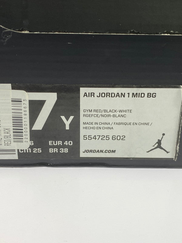 【中古品】【メンズ】 NIKE ナイキ AIR JORDAN 1 MID GYM RED BLACK PATENT 554725-602 エアジョーダン1 ミッド ジム レッド ブラック パテント スニーカー 靴 160-250519-em-15-min サイズ：25cm カラー：ジムレッド/ブラック-ホワイト 万代Net店