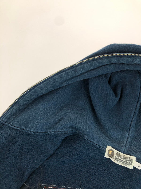 【中古品】【メンズ】 A BATHING APE アベイシングエイプ FULL ZIP WAPPEN HOODIE 001ZPA801001X フルジップ ワッペン フーディー パーカー トップス 142-251028-rt-19-tag サイズ：L カラー：ネイビー 万代Net店