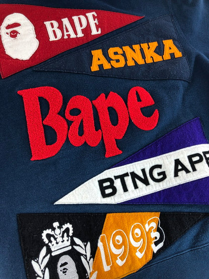 【中古品】【メンズ】 A BATHING APE アベイシングエイプ FULL ZIP WAPPEN HOODIE 001ZPA801001X フルジップ ワッペン フーディー パーカー トップス 142-251028-rt-19-tag サイズ：L カラー：ネイビー 万代Net店