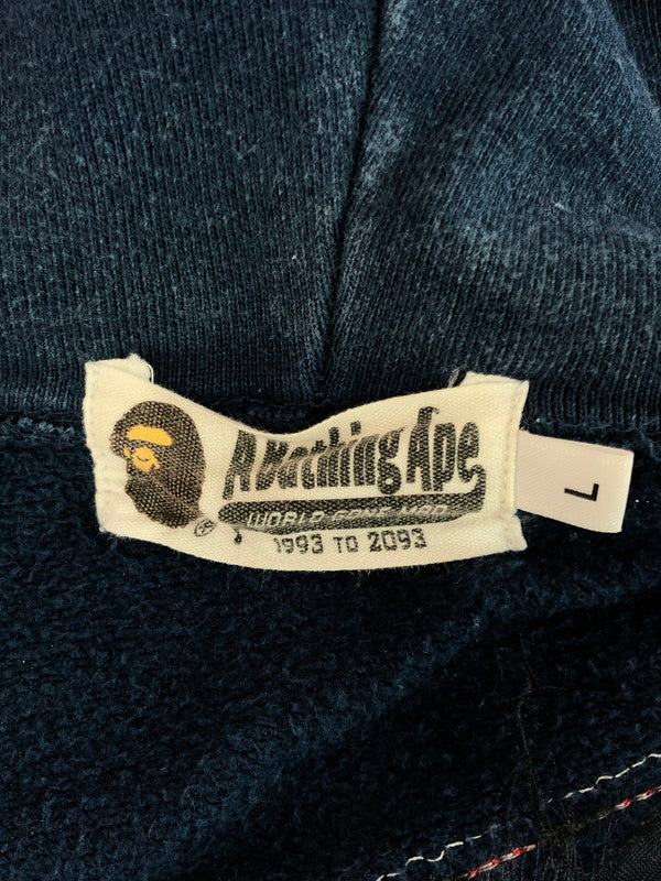 【中古品】【メンズ】 A BATHING APE アベイシングエイプ FULL ZIP WAPPEN HOODIE 001ZPA801001X フルジップ ワッペン フーディー パーカー トップス 142-251028-rt-19-tag サイズ：L カラー：ネイビー 万代Net店