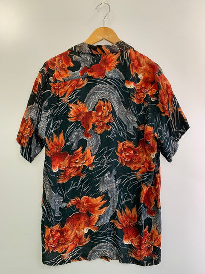 【中古品】【メンズ】 CHAMPMAN チャップマン 90S ”唐獅子×龍”RAYON ALOHA SHIRT アロハシャツ ショートスリーブ 146-250524-AS-24-min サイズ：M カラー：ブラック/レッド 万代Net店