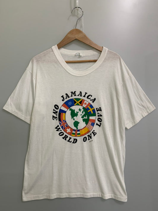 【現状渡し品】【メンズ】 VINTAGE 80S”ONE WORLD ONE LOVE JAMAICA” TEE ショートスリーブ 146-250525-AS-16-min カラー：ホワイト 万代Net店
