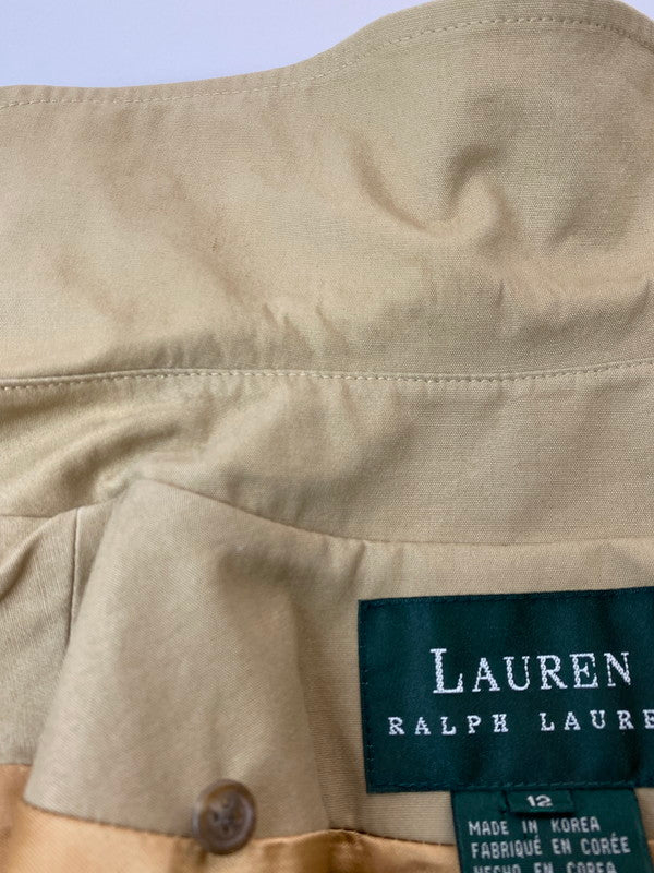 【中古品】【レディース】 LAUREN RALPH LAUREN 80's TRENCH COAT ローレン ラルフ ローレン 80年代 ライナー付きロングトレンチコート 緑タグ アウター 169-251213-yn-26-min サイズ：12 カラー：ベージュ 万代Net店