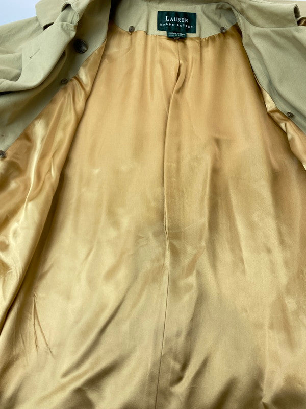 【中古品】【レディース】 LAUREN RALPH LAUREN 80's TRENCH COAT ローレン ラルフ ローレン 80年代 ライナー付きロングトレンチコート 緑タグ アウター 169-251213-yn-26-min サイズ：12 カラー：ベージュ 万代Net店