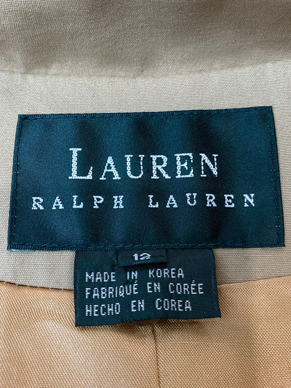 【中古品】【レディース】 LAUREN RALPH LAUREN 80's TRENCH COAT ローレン ラルフ ローレン 80年代 ライナー付きロングトレンチコート 緑タグ アウター 169-251213-yn-26-min サイズ：12 カラー：ベージュ 万代Net店