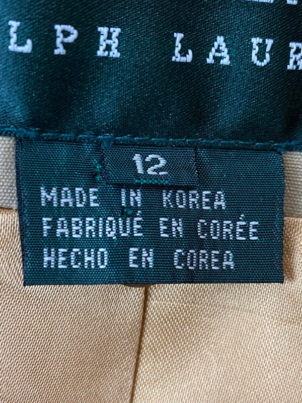 【中古品】【レディース】 LAUREN RALPH LAUREN 80's TRENCH COAT ローレン ラルフ ローレン 80年代 ライナー付きロングトレンチコート 緑タグ アウター 169-251213-yn-26-min サイズ：12 カラー：ベージュ 万代Net店