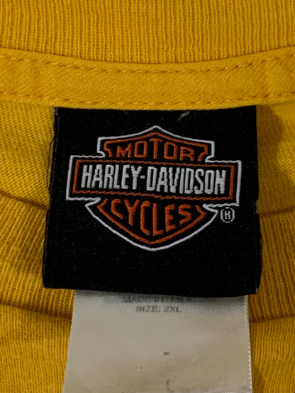 【中古品】【メンズ】 HARLEY DAVIDSON ハーレーダビッドソン FULDA-GERMANY PRINT TEE ショートスリーブ プリントTシャツ 半袖Tシャツ トップス 146-250602-yn-16-min サイズ：2XL カラー：イエロー 万代Net店