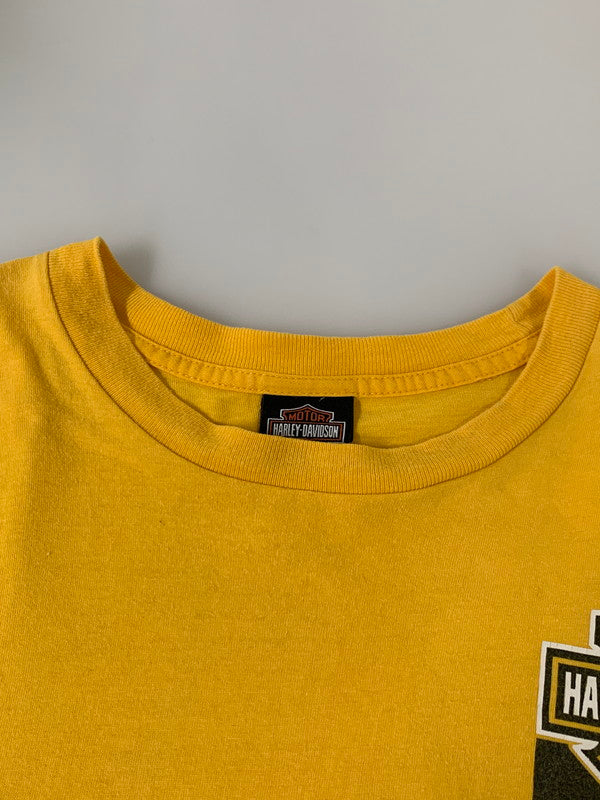 【中古品】【メンズ】 HARLEY DAVIDSON ハーレーダビッドソン FULDA-GERMANY PRINT TEE ショートスリーブ プリントTシャツ 半袖Tシャツ トップス 146-250602-yn-16-min サイズ：2XL カラー：イエロー 万代Net店