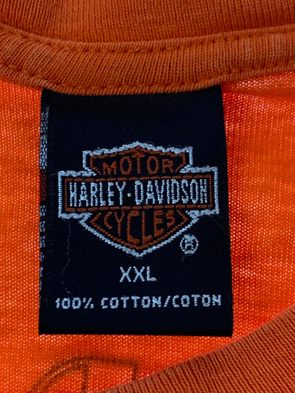 【現状渡し品】【メンズ】 HARLEY DAVIDSON ハーレーダビッドソン ファイヤーパターン LS PRINT TEE ロングスリーブ 146-250524-AS-22-min サイズ：XXL カラー：オレンジ 万代Net店