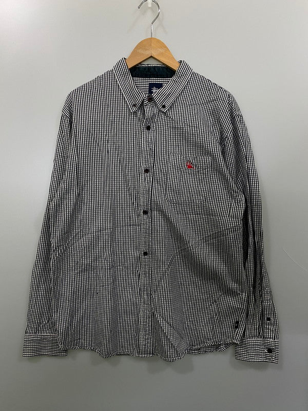 【中古品】【メンズ】 OLD STUSSY オールドステューシー 00S 紺タグ LS ギンガムチェックシャツ ロングスリーブ 142-250525-AS-3-min サイズ：L カラー：ブラック/ホワイト 万代Net店