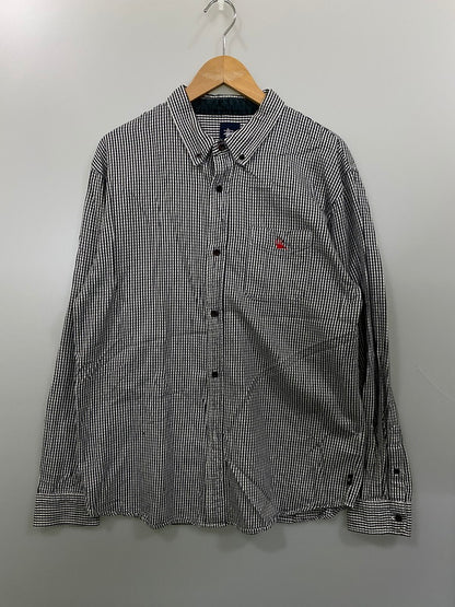 【中古品】【メンズ】 OLD STUSSY オールドステューシー 00S 紺タグ LS ギンガムチェックシャツ ロングスリーブ 142-250525-AS-3-min サイズ：L カラー：ブラック/ホワイト 万代Net店