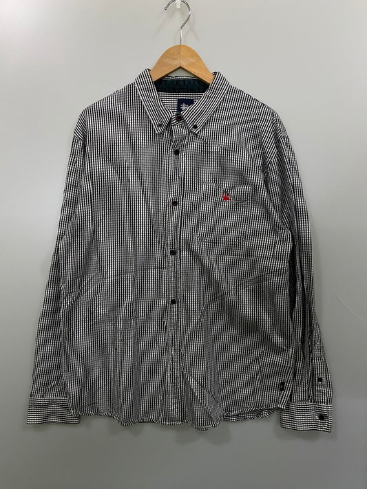 【中古品】【メンズ】 OLD STUSSY オールドステューシー 00S 紺タグ LS ギンガムチェックシャツ ロングスリーブ 142-250525-AS-3-min サイズ：L カラー：ブラック/ホワイト 万代Net店