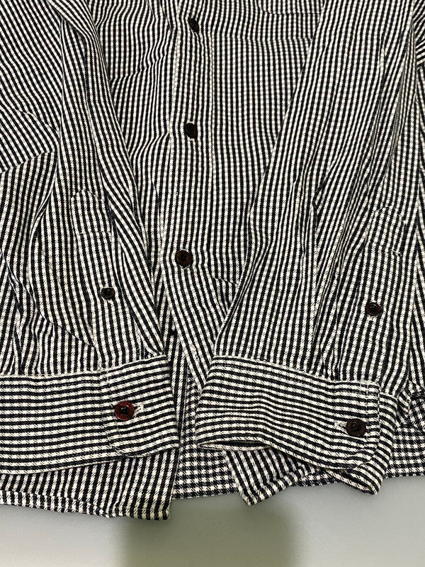 【中古品】【メンズ】 OLD STUSSY オールドステューシー 00S 紺タグ LS ギンガムチェックシャツ ロングスリーブ 142-250525-AS-3-min サイズ：L カラー：ブラック/ホワイト 万代Net店