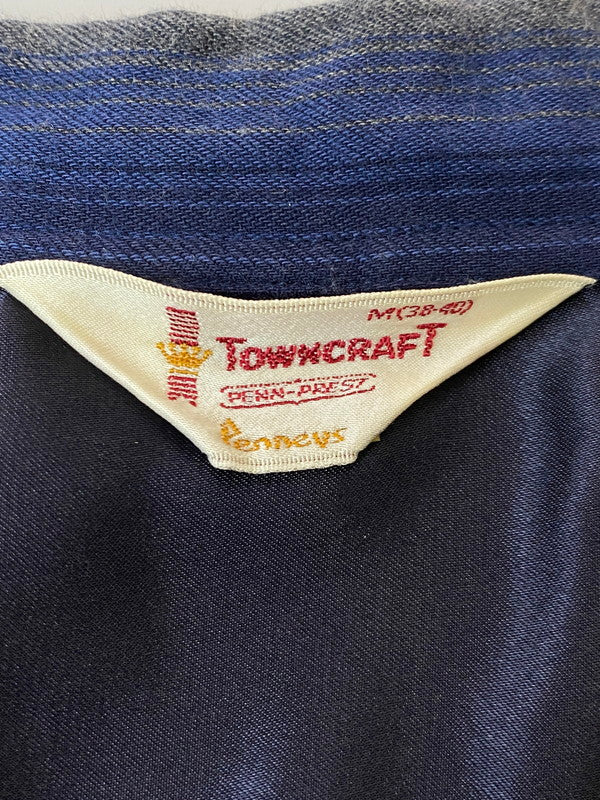 【中古品】【メンズ】 TOWN CRAFT タウンクラフト 60'S復刻 SHADOW CHECK L S SHIRT チェックシャツ 147-250525-ks-27-min サイズ：M カラー：ブルー系 万代Net店