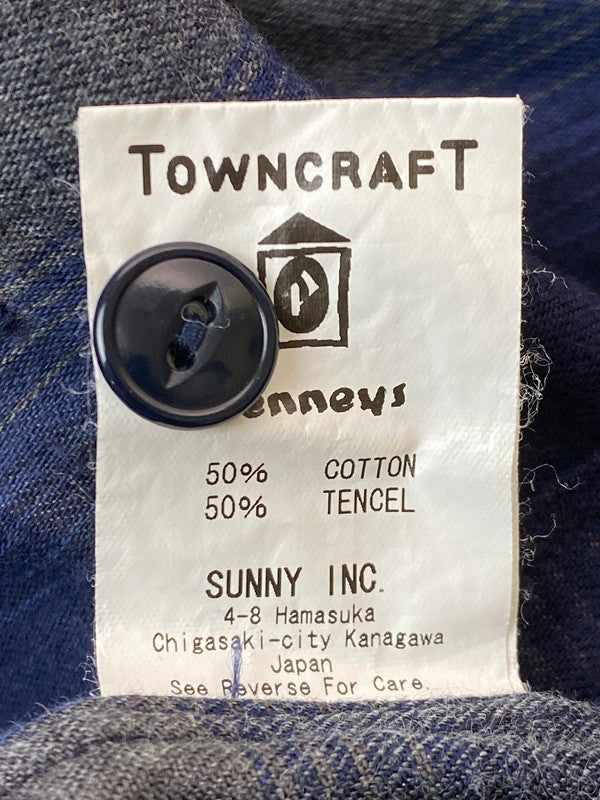 【中古品】【メンズ】 TOWN CRAFT タウンクラフト 60'S復刻 SHADOW CHECK L S SHIRT チェックシャツ 147-250525-ks-27-min サイズ：M カラー：ブルー系 万代Net店
