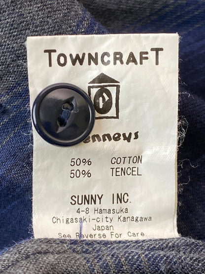 【中古品】【メンズ】 TOWN CRAFT タウンクラフト 60'S復刻 SHADOW CHECK L S SHIRT チェックシャツ 147-250525-ks-27-min サイズ：M カラー：ブルー系 万代Net店