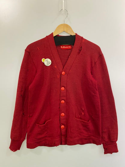 【中古品】【メンズ】 USED ユーズド DAMAGE CARDIGAN ダメージ カーディガン トップス 146-250707-jt-27-min カラー：レッド 万代Net店