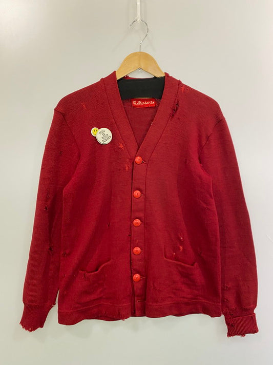 【中古品】【メンズ】 USED ユーズド DAMAGE CARDIGAN ダメージ カーディガン トップス 146-250707-jt-27-min カラー：レッド 万代Net店