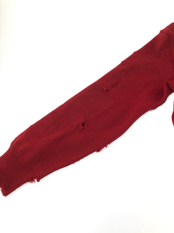 【中古品】【メンズ】 USED ユーズド DAMAGE CARDIGAN ダメージ カーディガン トップス 146-260913-rt-19-tagh サイズ：不明 下記参照 カラー：レッド 万代Net店
