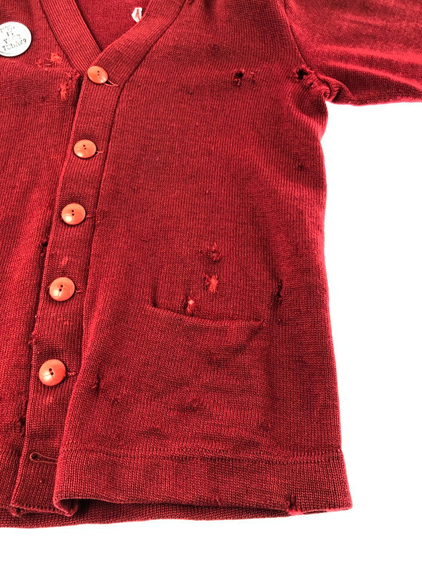 【中古品】【メンズ】 USED ユーズド DAMAGE CARDIGAN ダメージ カーディガン トップス 146-260913-rt-19-tagh サイズ：不明 下記参照 カラー：レッド 万代Net店