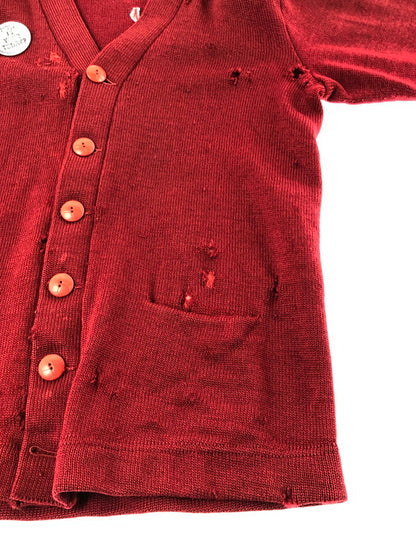 【中古品】【メンズ】 USED ユーズド DAMAGE CARDIGAN ダメージ カーディガン トップス 146-260913-rt-19-tagh サイズ：不明 下記参照 カラー：レッド 万代Net店
