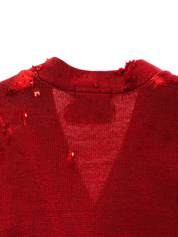 【中古品】【メンズ】 USED ユーズド DAMAGE CARDIGAN ダメージ カーディガン トップス 146-260913-rt-19-tagh サイズ：不明 下記参照 カラー：レッド 万代Net店
