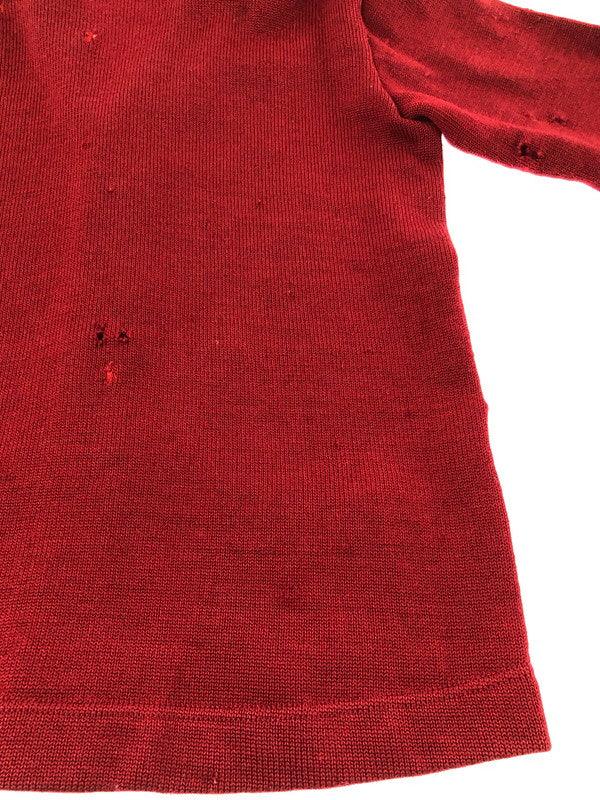 【中古品】【メンズ】 USED ユーズド DAMAGE CARDIGAN ダメージ カーディガン トップス 146-260913-rt-19-tagh サイズ：不明 下記参照 カラー：レッド 万代Net店
