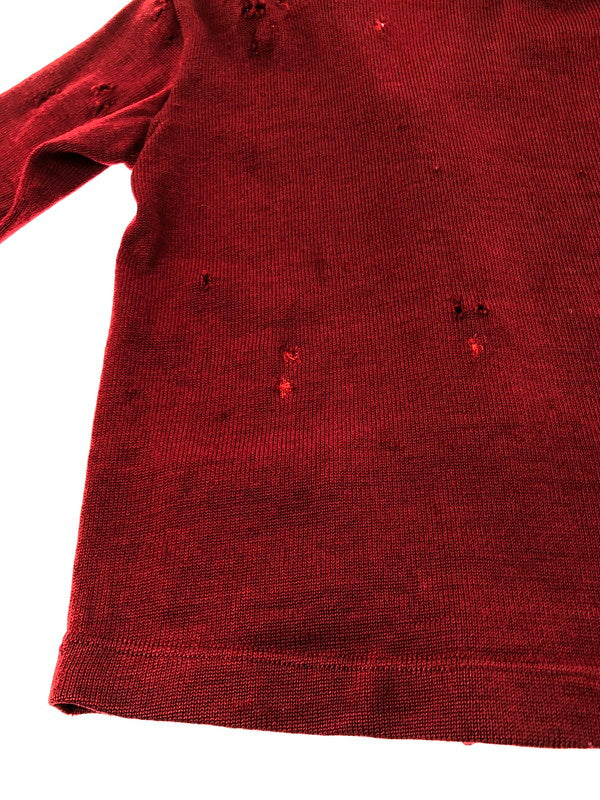 【中古品】【メンズ】 USED ユーズド DAMAGE CARDIGAN ダメージ カーディガン トップス 146-260913-rt-19-tagh サイズ：不明 下記参照 カラー：レッド 万代Net店
