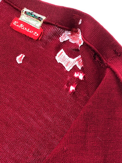 【中古品】【メンズ】 USED ユーズド DAMAGE CARDIGAN ダメージ カーディガン トップス 146-260913-rt-19-tagh サイズ：不明 下記参照 カラー：レッド 万代Net店