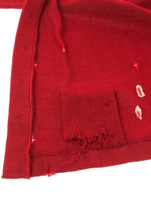 【中古品】【メンズ】 USED ユーズド DAMAGE CARDIGAN ダメージ カーディガン トップス 146-260913-rt-19-tagh サイズ：不明 下記参照 カラー：レッド 万代Net店