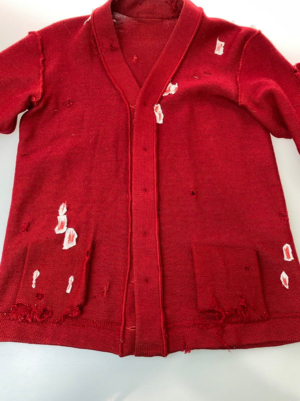 【中古品】【メンズ】 USED ユーズド DAMAGE CARDIGAN ダメージ カーディガン トップス 146-250707-jt-27-min カラー：レッド 万代Net店