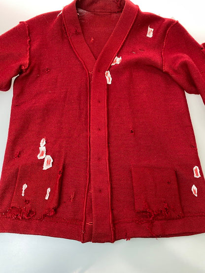 【中古品】【メンズ】 USED ユーズド DAMAGE CARDIGAN ダメージ カーディガン トップス 146-250707-jt-27-min カラー：レッド 万代Net店