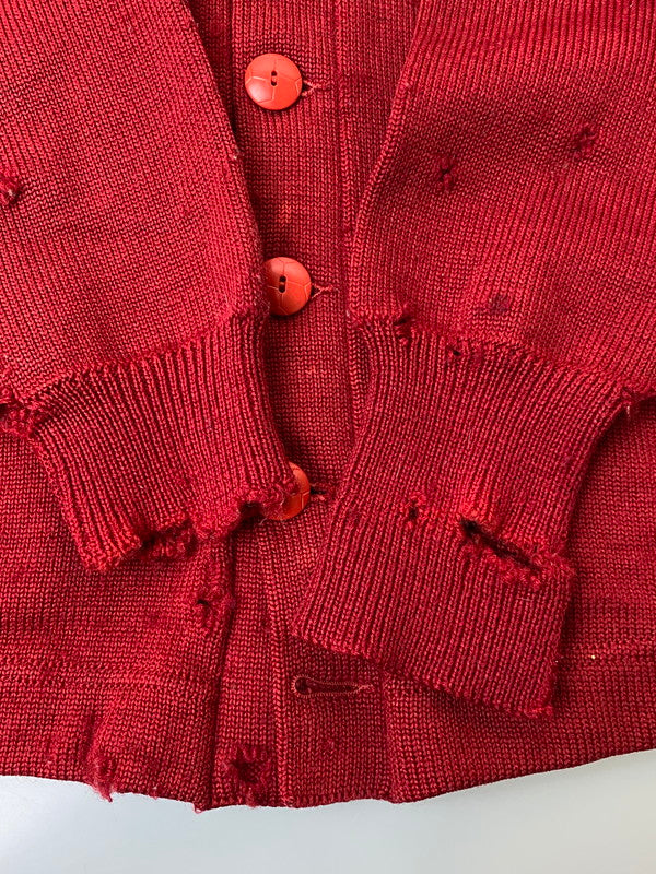 【中古品】【メンズ】 USED ユーズド DAMAGE CARDIGAN ダメージ カーディガン トップス 146-250707-jt-27-min カラー：レッド 万代Net店