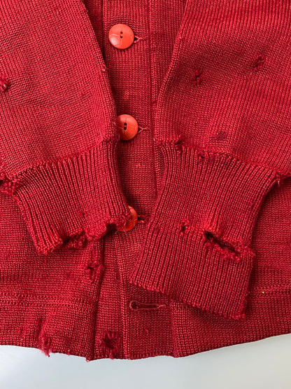 【中古品】【メンズ】 USED ユーズド DAMAGE CARDIGAN ダメージ カーディガン トップス 146-250707-jt-27-min カラー：レッド 万代Net店