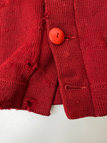 【中古品】【メンズ】 USED ユーズド DAMAGE CARDIGAN ダメージ カーディガン トップス 146-250707-jt-27-min カラー：レッド 万代Net店