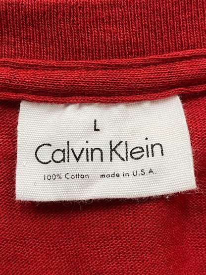 【中古品】【メンズ】 CALVIN KLEIN カルバン・クライン 90S DESIGN TEE Tシャツ トップス 146-250525-ks-41-min サイズ：L カラー：レッド 万代Net店
