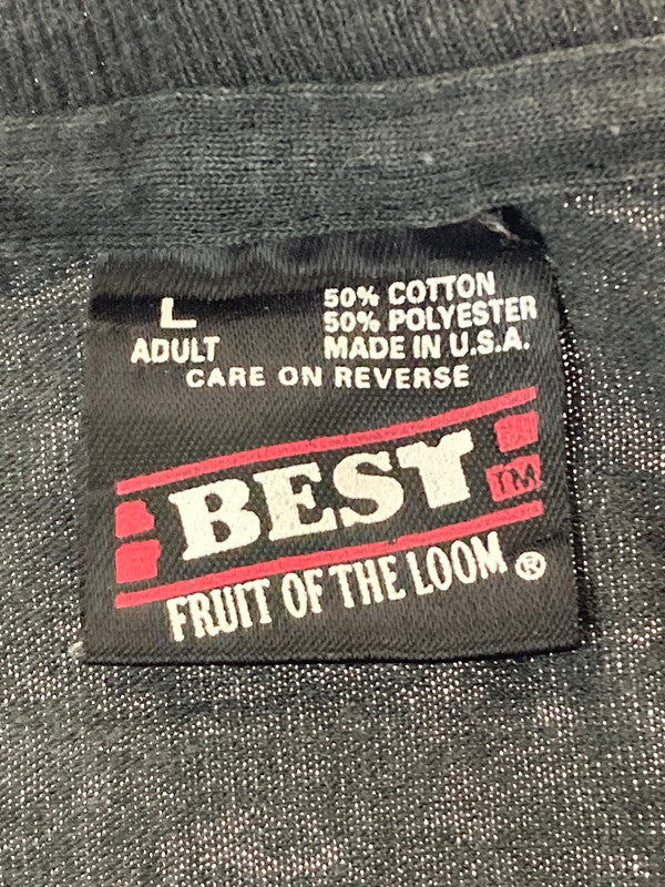 【現状渡し品】【メンズ】 FRUIT OF THE LOOM フルーツオブザルーム PRINT SS TEE 90S 黒タグ USA製 アメリカ製 プリント 半袖 Tシャツ メンズ トップス 90年代 146-250529-em-23-min サイズ：L カラー：ブラック 万代Net店