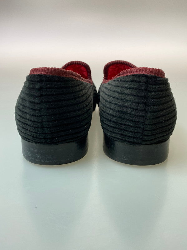 【中古品】【メンズ】 Tricker's トリッカーズ オペラシューズ CHURCHILL CORDUROY チャーチル コーデュロイ ルームシューズ レザーソール 164-250601-em-09-min サイズ：6 1/2 カラー：ブラック 万代Net店