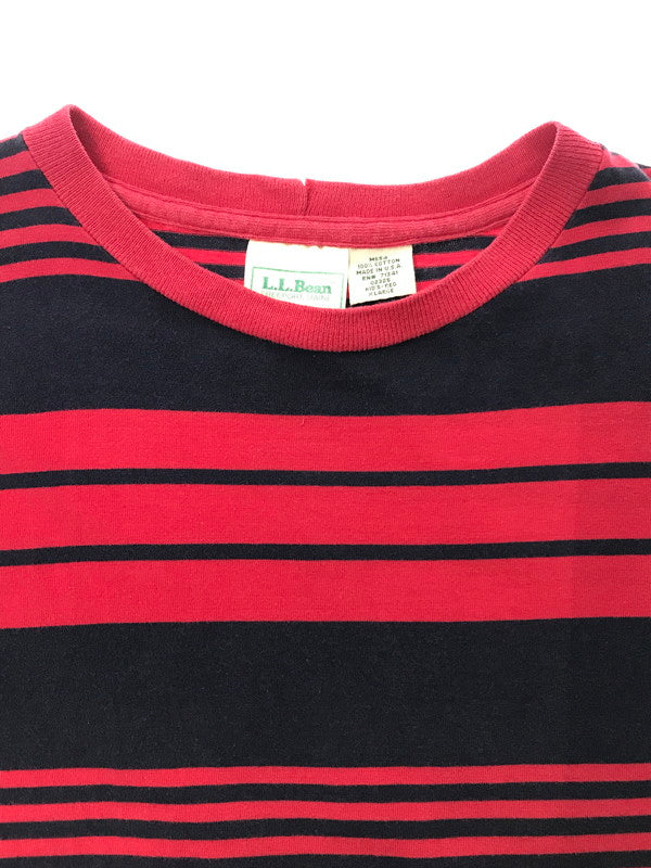 【中古品】【メンズ】 L.L.BEAN エルエルビーン 80～90's STRIPE TEE 80～90年代 ストライプ Tシャツ 半袖Tシャツ トップス 146-260510-rt-17-tag サイズ：XL カラー：レッド 万代Net店