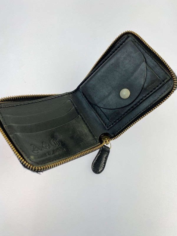 【中古品】【メンズ/レディース】 ARIF COLLECTION アリフ コレクション スティング ショートウォレット 二つ折り財布 メンズ ウォレット 革財布 201-250602-em-10-min カラー：ブラック 万代Net店