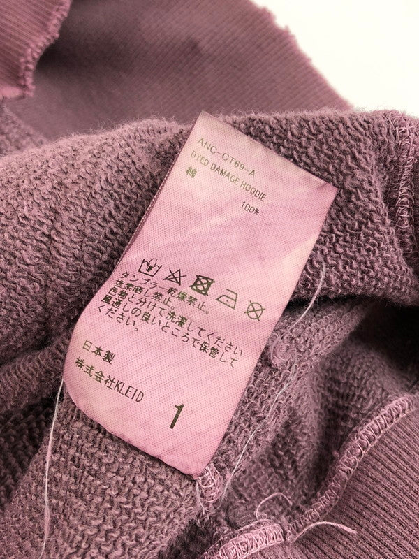 【中古品】【メンズ】 ANCELLM アンセルム ANC-CT69-A 24AW DYED DAMAGE HOODIE ダイド ダメージ フーディー パーカー 140-251108-na-05-tag サイズ：1 カラー：パープル 万代Net店