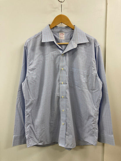 【中古品】【メンズ】 BROOKS BROTHERS ブルックスブラザーズ L/S CHECK SHIRT 長袖 チェック シャツ メンズ トップス 140-250601-em-23-min サイズ：17 カラー：サックスブルー（チェック柄） 万代Net店