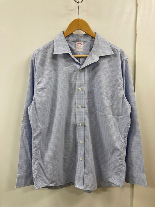 【中古品】【メンズ】 BROOKS BROTHERS ブルックスブラザーズ L/S CHECK SHIRT 長袖 チェック シャツ メンズ トップス 140-250601-em-23-min サイズ：17 カラー：サックスブルー（チェック柄） 万代Net店