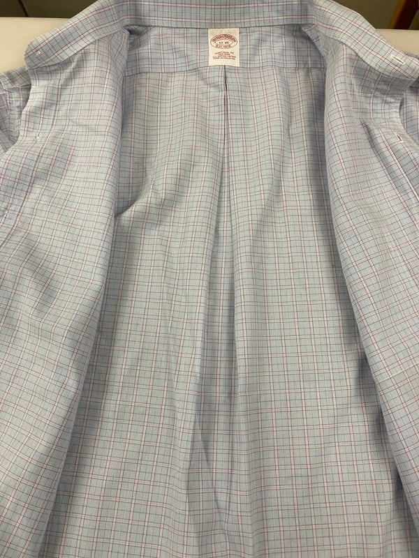 【中古品】【メンズ】 BROOKS BROTHERS ブルックスブラザーズ L/S CHECK SHIRT 長袖 チェック シャツ メンズ トップス 140-250601-em-23-min サイズ：17 カラー：サックスブルー（チェック柄） 万代Net店